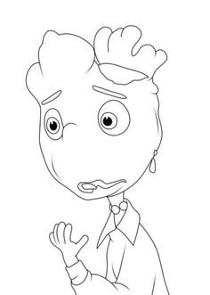 the cartoon character person is shown in black and white