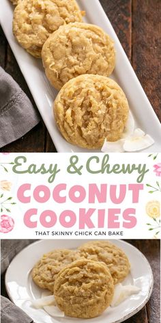 Chewy Coconut Cookies - An easy, buttery cookie recipe chock full of coconut! Delicious for an afterschool snack, lunch box treat or dessert!