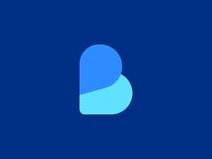 the letter b is made up of blue and white shapes on a dark blue background