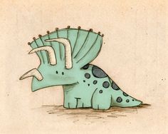 a drawing of a dinosaur with spikes on its head