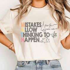 Mistakes Allow Thinking To Happen Shirt Math Teacher Shirt – Giftbi Math Teacher Shirt, Math Tshirts Student, Math Teacher Shirts Funny, Teacher Things Shirt Math, Math Tshirts, Math Teacher Shirts, Teacher Tees, Math Teacher, Comfort Colors Tee