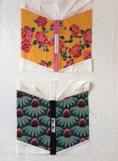 two pieces of fabric with flowers on them