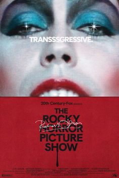 the rocky horror picture show poster with marilyn monroe's face painted blue and red