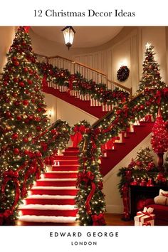 Explore a collection of 12 festive Christmas decor ideas to bring joy and style to your space. From timeless classics to contemporary trends, find inspiration to elevate your holiday ambiance. 🎄✨ #ChristmasDecor #HolidayIdeas Christmas Tree Decorated, Christmas Staircase, Christmas Dreaming, Cozy Christmas Decor