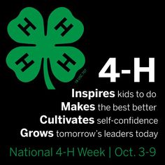 the four - leaf clover is featured in this poster for national 4 - h week