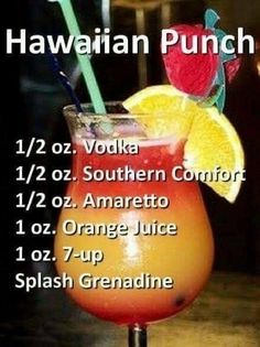 the hawaiian punch is served in a tall glass with a straw garnish on top