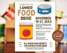 a poster advertising canned food drive