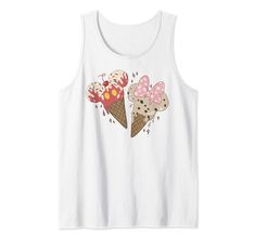 an image of two ice cream cones with bows on it's head tank top