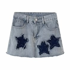 color: Blue, Size: L, Ships From: China Stylish Denim Skirt, Stars Embroidery, Denim Skirts Online, Patched Denim, Fashion Vibes, Short Denim Skirt, Jeans Skirt, Star Embroidery, Short Denim