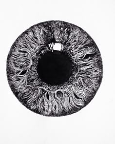 a drawing of an eyeball in black and white