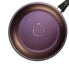 a purple pan with black handles on a white background