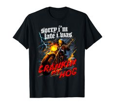 PRICES MAY VARY. Funny saying for bikers and motorcycle riders. Cool, badass graphic design features a skeleton with flames riding a motorcycle. Distressed, vintage text. Lightweight, Classic fit, Double-needle sleeve and bottom hem Biker Skeleton, Skeleton Motorcycle, Office Party Gifts, Riding A Motorcycle, Vintage Text, Office Holiday Party, Quote Design, Motorcycle Tshirts, Motorcycle Riders