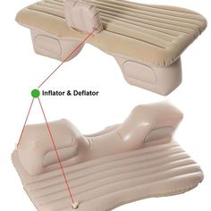 an inflatable and deflator seat is shown with the diagram below it