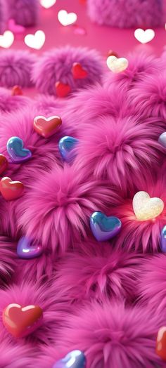 pink fur with hearts scattered around it