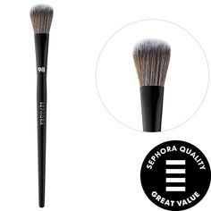 A small, domed highlighting brush for targeted application of all highlighter formulas.What Else You Need to Know: This brush helps to brighten and illuminate key features of any face shape. A small domed brush shape provides detailed application and glides product effortlessly onto the tops of cheekbones, bridge of nose, temples, and cupid’s bow and can also be used to contour and sculpt the face.PRO Brush Collection, thirty brushes with the highest-quality, hand-shaped vegan synthetic bristles Makeup Applicators, Highlight Brush, Highlighter Brush, Affordable Makeup, Sephora Collection, Face Brush, Makeup Application, Makeup Skincare, Powder Brush