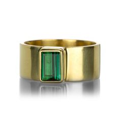 Thick Gold Band, Gold Band Wedding Ring, Cut Rings, Hudson Valley Ny, Ring Inspo, Green Emerald Ring, Rainbow Rings, Green Rings, Emerald Cut Rings