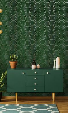 metallic geometric wallpaper Home Office Wallpaper, Office Wallpaper, Back Wallpaper, Metallic Wallpaper, Elegant Pattern, Geometric Wallpaper, Burke Decor, Green Wallpaper, Menu Furniture