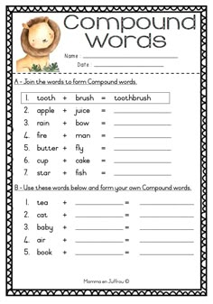 compound words worksheet for kids