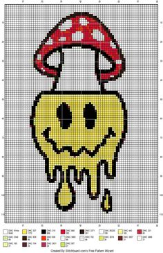 a cross stitch pattern with a mushroom on it