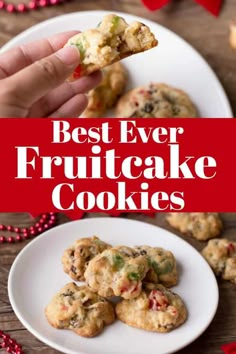 the best ever fruitcake cookies on a white plate