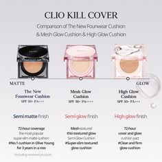 Difference between the Regular Edition and Office Report Edition: Packaging Difference, the formula and shades are the same  Clio Kill Cover High Glow Cushion is a lightweight yet moisturizing cushion foundation with a glow that lasts 72 hours. With a medium to high coverage, it covers blemishes to create a glass-like skin look for your everyday makeup.  ✔️ SPF 50+ PA+++ ✔️ Suitable for all skin type, especially normal to dry skin ✔️ Customized curved puff to help reach the small corners  How to use: Apply by pressing the puff into the sponge and pat the puff onto the face. Please use it after removing the film. Please close the lid fully after use.  ● Imported from: South Korea ● Clio Singapore is the official local distributor of CLUB CLIO based in Singapore. Clio Kill Cover, Cushion Foundation, Small Corner, Everyday Makeup, 72 Hours, Skin Type, Spf 50, Dry Skin, South Korea