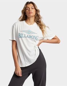 Billabong Heritage Diamond Oversized Tee. Graphic Screened On Front. Oversized Relaxed Fit. Crew Neck. Short Sleeve. 100% Cotton. Machine Wash. Imported. | Blilabong Heritage Diamond Oversized Tee Womens Oversized Tee, Wwe T Shirts, Flannel Sweatshirt, Salt Crystal, Billabong Women, Boys Graphic Tee, Girls Graphic Tee, Diamond Print, Heritage Fashion