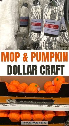 an image of pumpkins for sale in a store with the words mop & pumpkin dollar craft