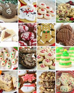 many different types of cookies and pastries are shown in this collage, including christmas cookies