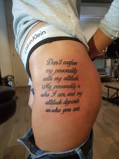 Meaningful Thigh Tattoos For Women Quotes, Black Wemon Tattoos, Ladies Tatoos Ideas Awesome, Leg Tattoos Quotes Women, 224 Tattoo Ideas Women, Upper Thigh Quote Tattoo Women, Meaningful Tattoo Sleeves, Thigh Tats For Women Meaningful, Ladies Thigh Tattoo Ideas