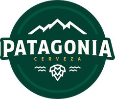 the logo for patagonia cerveza is shown in green and white