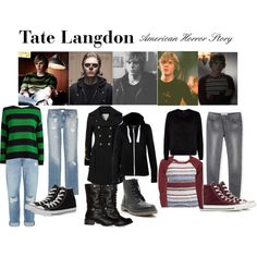 a collage of different outfits and shoes with the caption tate langton american horror story