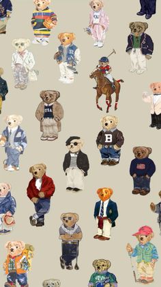 an image of many teddy bears in different poses