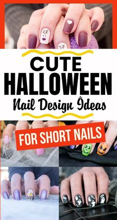 Halloween Nail Art For Short Nails, Halloween Nail Design, Fun Halloween Nails, Festive Nail Designs, Easy Diy Ideas, Halloween Nails Easy, Cute Halloween Nails, Spring Nail Designs