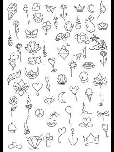 a drawing of different types of tattoos on a white background with the words love written in it