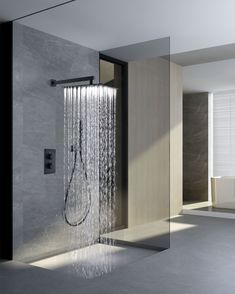 Product Features: Luxurious Rainfall Experience: Transform your shower into a spa-like retreat with a wide range of soft rain spray from the 10-inch rainfall showerhead, providing full-body coverage for a refreshing and relaxing experience. Contemporary Elegance: The wall-mounted design offers a minimalist, contemporary look, and the matte black finish adds a touch of sophistication to any modern bathroom decor. Superior Quality and Durability: Crafted from solid brass and 304 stainless steel, t Green Spa Like Bathroom, Black Showerhead Bathroom, Steam Bathroom Ideas, Rainshower Bathroom Ideas, Elegant Bathroom Design Modern, Spa Shower Ideas, Cooper Bathroom, Bathroom With Black Accents, Shower Rain Head