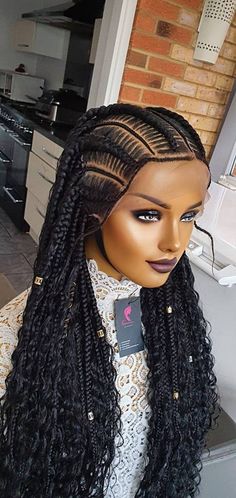 Fish Tail Braid On Wig Side Part, Side Part With French Braid Wig, Thick Braid Wig, Full Lace Braided Wig, Braded Wig, Twist Curls, Waves Curls, Fulani Braids, Stitch Braids