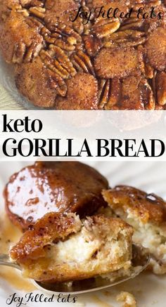 two pictures with the words keto and gorila bread on them in spanish