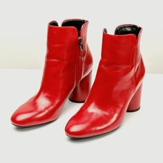 Brshka Red Patent Leather Ankle Booties. Super Cute & Sexy. Very '60s. Go With Everything. Nwt. Red High Heeled Boots For Winter, Red High Ankle Heeled Boots For Winter, Red High Ankle Heels For Winter, Red Heeled Boots With Round Toe For Spring, Red Round Toe Heeled Boots For Spring, Red High Ankle Heeled Boots For Fall, Red Stacked Heel Ankle-high Heels, Red Ankle-high Heels With Stacked Heel, Red Almond Toe Heels With Stacked Heel