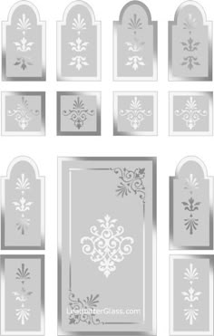 the stencils are designed to look like art nouveau style frames and doors with floral designs on them