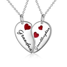 PRICES MAY VARY. Grandma & Granddaughter :The two hearts meet like a fairy tale - They understand each other and care for each other. These two heart halves fit together to form one piece, just like the unique bond shared between grandma and granddaughter. grandma pendant Size:19*10mm ,with 18inch rolo chain. 100% REAL 925 SILVER：Fine 925 Sterling Silver Necklace, the surface is high quality rhodium plated, make the silver ring more bright and will not easily blacken or change color.Nickel-free, Mother Daughter Necklaces, Grandma And Granddaughter, Granddaughter Jewelry, Grandma Granddaughter, Silver Butterfly Necklace, Granddaughter Necklace, Mother Daughter Necklace, Sister Necklace, Jewelry Design Inspiration