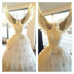 Grand Valkyrie Wings Wedding Dress With Feathers, Swan Dress, Feather Wedding, Fantasy Dresses, Fantasy Gowns, Fantasy Dress, Fantasy Fashion, Beautiful Gowns, Fancy Dresses