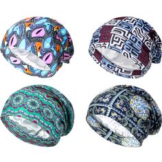 PRICES MAY VARY. Rich patterns: you will receive 4 pieces satin lined sleep caps in different patterns and colors, namely, blue lattice, green stripe, blue and pink ellipse and navy flower, sufficient quantity for a long time use, also can be given as a nice gift to your friend and family on Christmas, Thanksgiving and other holidays Suitable for most hairstyles: these double layer silk sleeping bonnets are not only suitable for most hairstyles such as short hair, long curly hair and other hairs Sleeping Bonnet, Womens Slouchy Beanie, Sleeping Women, Best Caps, Slouchy Beanie Hat, Navy Flowers, Satin Bonnet, Chemo Caps, Black Curly Hair