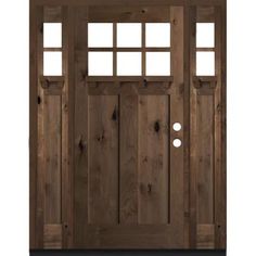 This warm Krosswood 64 in. x 80 in. Craftsman 6 Lite Knotty Alder exterior door with dentil shelf, is the perfect front door for your Farmhouse cottage or Craftsman bungalow. With a neutral grain pattern and tight knots throughout, it makes a gorgeous rustic centerpiece for your entryway. Color: Provincial Stain. Barndo Exterior, Entryway Color, Gray Stained Wood, Prehung Exterior Door, Rustic Entry, Provincial Stain, Rustic Centerpiece, Stain Wood, Craftsman Door