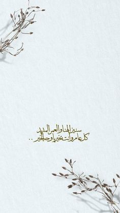 the words in arabic are written on white paper with dried plants and twigs next to it