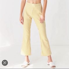 Urban Outfitters Yellow White Gingham Plaid Flare Stretch Pants Size Small In Perfect Condition, Never Worn Fabric 98% Polyester 2% Elastane Waist 11.5” Flat Inseam 28” Y2k Sweatpants, Flower Pants, Printed Flare Pants, Velvet Flares, Purple Pants, Lace Pants, Urban Outfitters Pants, Soft Pants, Flare Leg Pants