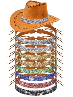 PRICES MAY VARY. Packing List: you will receive 8 different colors of adjustable rhinestone hatband, the each hatband rhinestone parts of about 19.69 inches/ 50 cm in length, they measure about 47.24 inches/ 120 cm in total length and the width is about 0.79 inches/2 cm, which is the ideal size to complement your hat Quality Material: the rhinestones on these bling hat band are mainly made of plated glass and embedded in self-adhesive tape They are delicate, soft, lightweight, and resistant to b Rhinestone Cowboy Hat, Bling Hat, Cowboy Hat Bands, Rhinestone Cowboy, Tweed Hat, Hat Art, Hat Bands, Types Of Hats, Diamond Bling