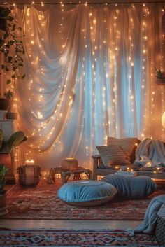 a living room filled with lots of lights