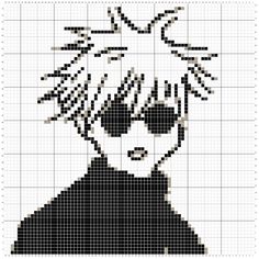 a cross stitch pattern with a woman's face in black and white