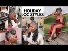 4 Elegant Holiday Loc Style Tutorial by NappStar - YouTube Starter Locs Tutorial, Christmas Loc Styles, Holiday Loc Styles, Sista Locs Styles Updo, Inverted French Braid, Matured Locs, Mohawk Styles