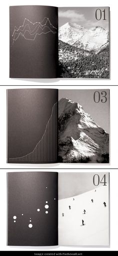 an open book with black and white images on it, showing the numbers in each section